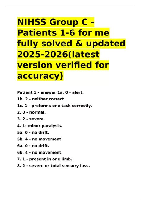NIHSS Group C - Patients 1-6 for me fully solved & updated - APEX NIH ...