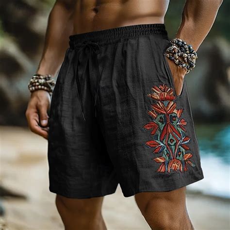 Men's Shorts Linen Shorts Summer Shorts Beach Shorts Drawstring Elastic ...