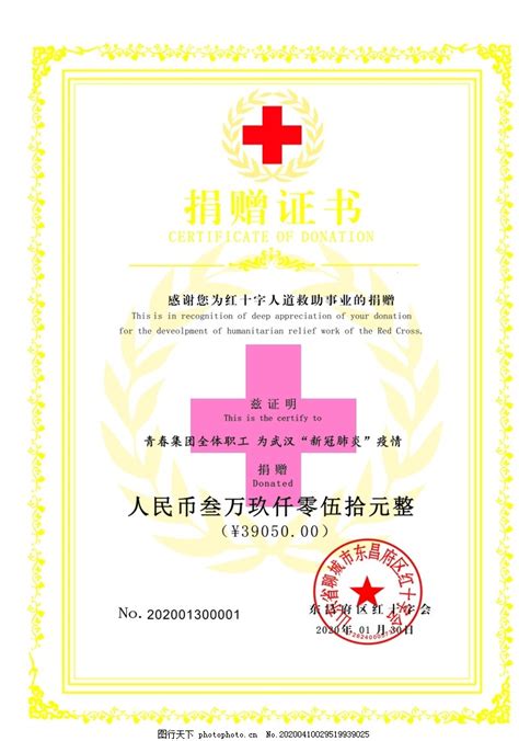 红十字会捐赠证书图片_设计案例_广告设计-图行天下素材网