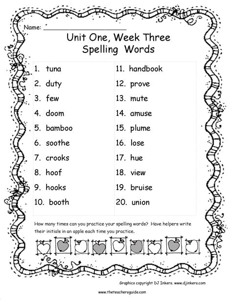 Grade 3 Spelling Words Printable Free