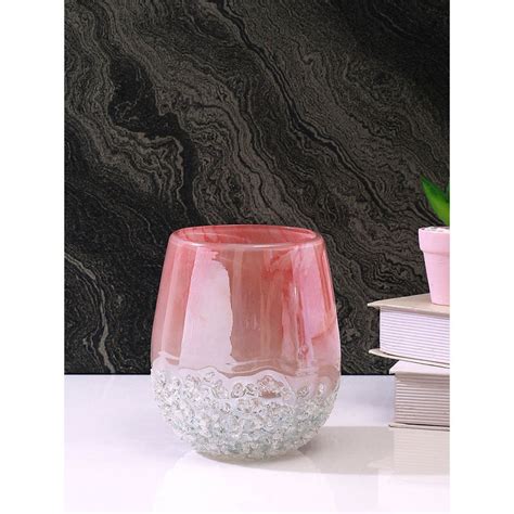 Buy Tayhaa Blush Pink Textured Glass Flower Vase Online