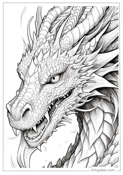 Realistic Dragon Coloring Pages For Adults