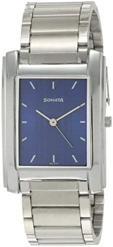 Buy Sonata Classic Quartz Analog Black Dial Silver Stainless Steel ...