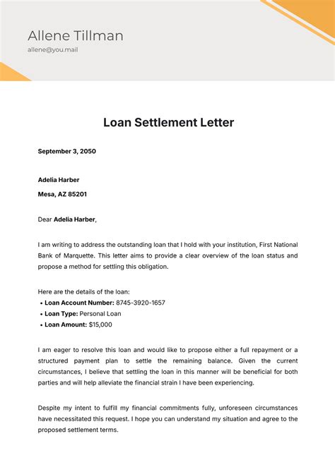 Personal Loan Letter Format _ Loan Settlement Letter Sample [Free PDF ...
