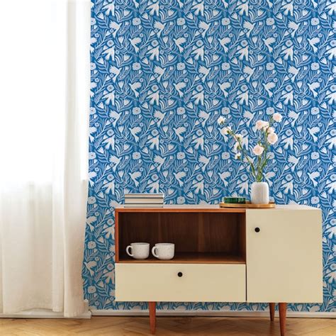 Tempaper 28-sq ft Blue Vinyl Birds Self-adhesive Peel and Stick ...