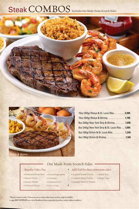 Texas Roadhouse Menu Printable - Printable Free Templates