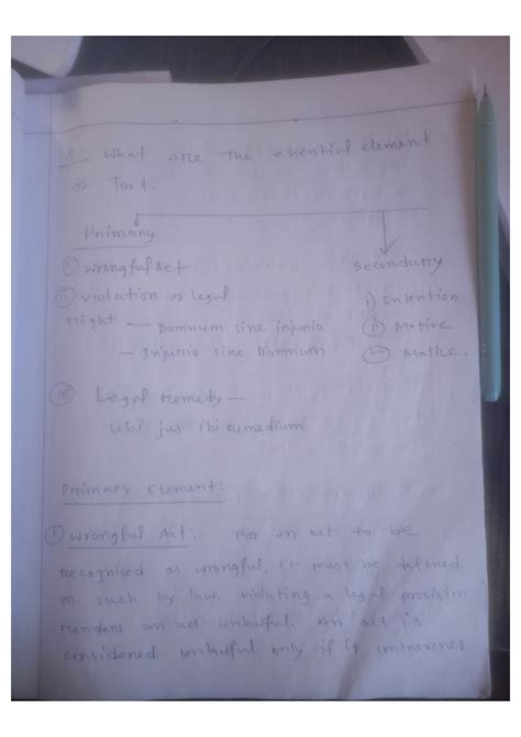 Essential Elements of Tort: Primary & Secondary Violations - Studocu