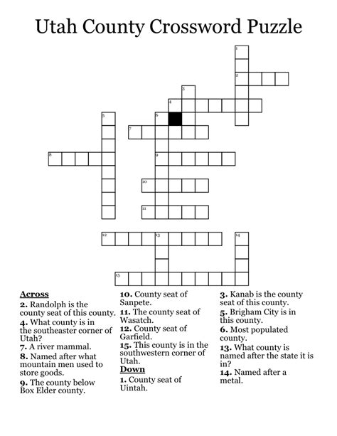 Utah County Crossword Puzzle - WordMint