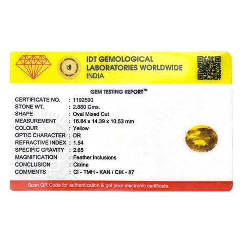 Citrine - Sunela - 14.4 Carats - Natural and Certified - Pramogh