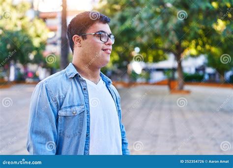 Down Syndrome Man Smiling Confident Standing at Park Stock Photo - Image of laugh, funny: 252354726