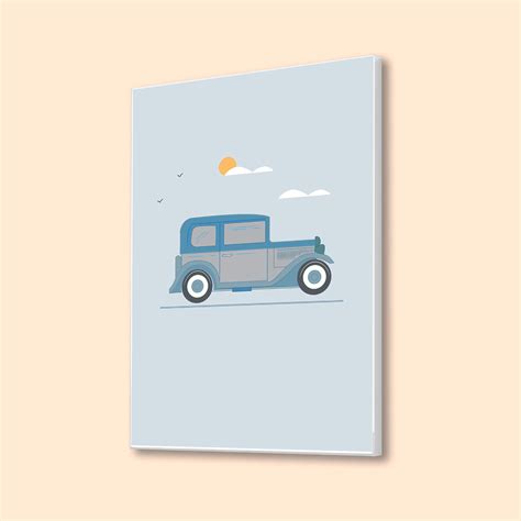 Blue Vintage Car Abstract Canvas Art Printed Wall Painting – Nestroots