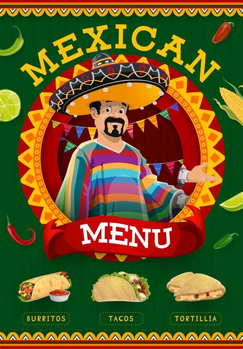 Nation mexican cuisine menu with tex mex food 27973678 Vector Art at ...