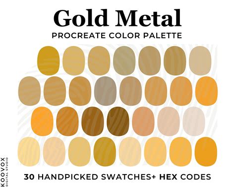 Gold Procreate Color Palette: Metallic Yellow Swatches (digital Download) - Etsy | Color palette ...