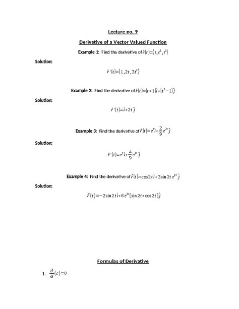 Image result for Vector-valued function Derivatives