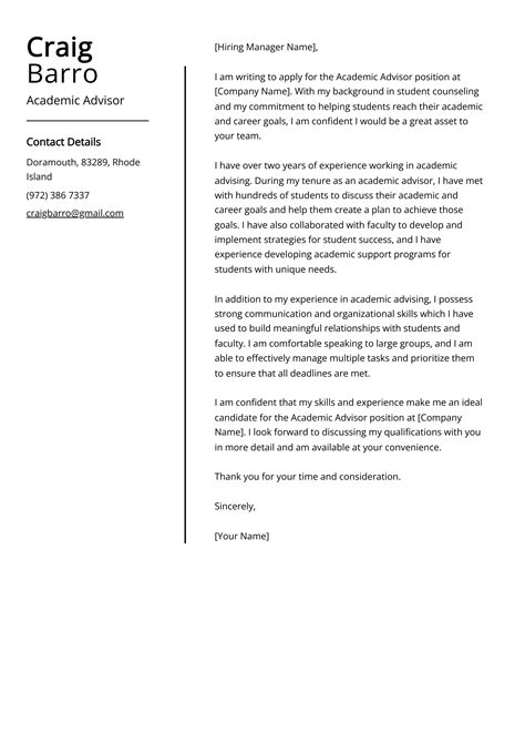 Cover Letter Example Academic at Helene Winkleman blog