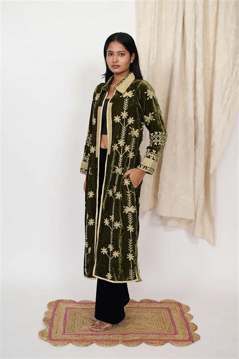 Mariana Silk velvet coat - Sea Green – Saurashtra Impex