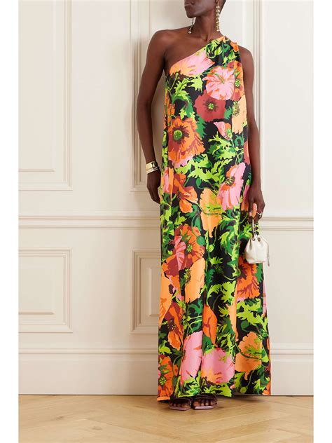 LA DOUBLEJ Roy one-shoulder floral-print silk-twill maxi dress | NET-A ...