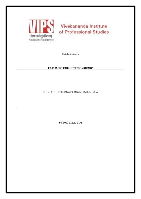 ITL PSDA - SEMESTER- TOPIC- EC BED LINEN CASE 2003 SUBJECT ...