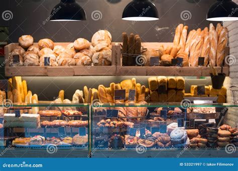 Modern Bakery with Different Kinds of Bread Stock Image - Image of ...