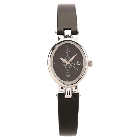 Buy Online Titan Quartz Analog Black Dial Leather Strap Watch for Women ...