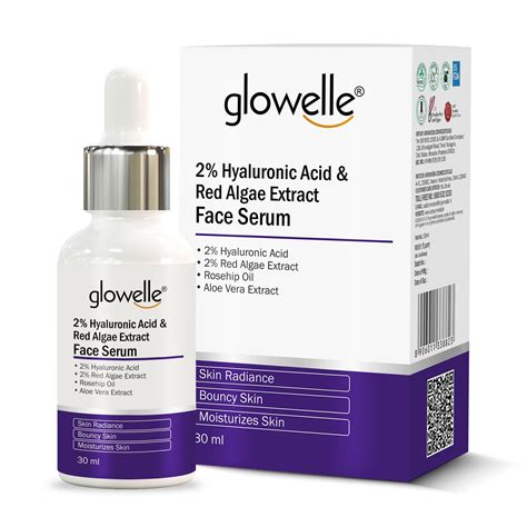 2% Hyaluronic Acid & Red Algae Serum for Hydration - Glowelle