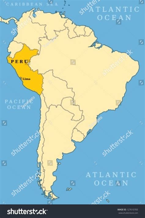 Peru Locator Map Country Capital City Stock Vector 127610783 - Shutterstock