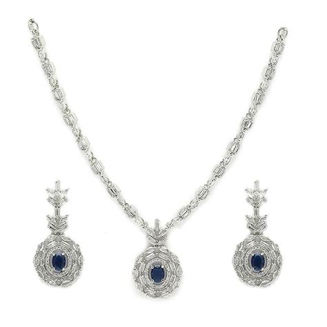 Buy ZENEME Rhodium-Plated Silver Toned Square & Circular Shaped ...