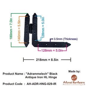 Best "Adrammelech" Black Antique Iron HL Hinge - Adonai Hardware