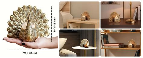 Buy BEHOMA Metal Dancing Peacock Figurine for Good Luck and Love,Candle ...