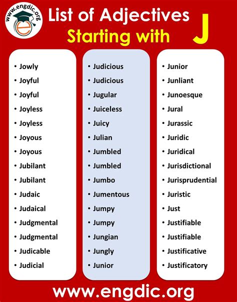 positive adjectives starting with j | List of adjectives, Positive adjectives, Good adjectives