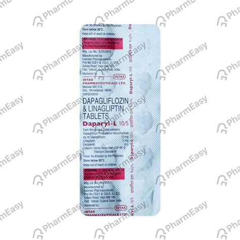 Daparyl L 10/5mg Strip Of 10 Tablets: Uses, Side Effects, Price ...