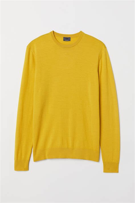 Merino wool jumper - Yellow - Men | H&M IN