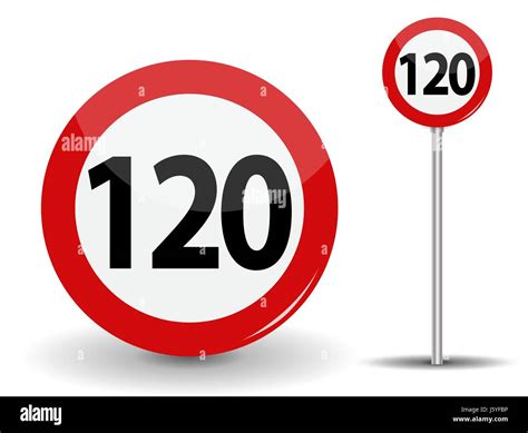 Round Red Road Sign Speed limit 120 kilometers per hour. Vector ...