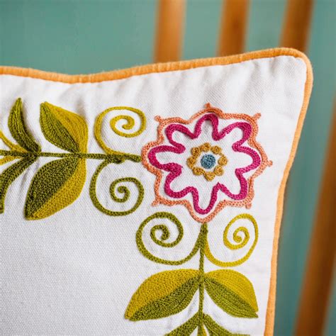 Floral Muse Embroidered Cushion Cover 40x40cm Online - Premium Cushion ...