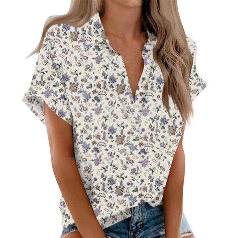 KALE V Neck T Shirts for Women Cotton Womens Short Sleeve Collared ...