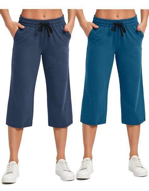 SPECIALMAGIC Women Capri Pants Cotton Yoga Wide Leg Capris Sweatpants ...