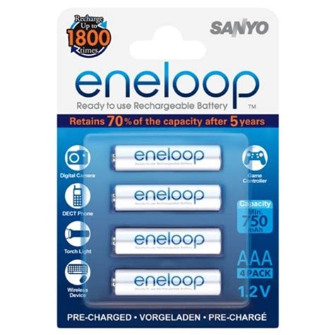 Sanyo Eneloop AAA 800mAh 4-Pack Rechargeable Ni-MH Batteries - AAA ...
