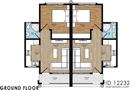 1 Bedroom Duplex house plan - ID 12232 - Designs Maramani