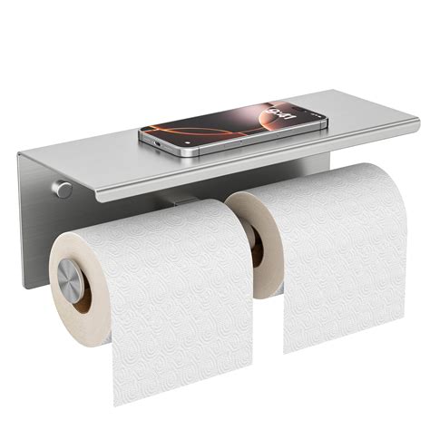 shuoli Double Toilet Paper Holder With Shelf, 304 Stainless Steel Wall ...