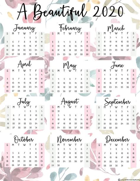 Calendario 2020 para imprimir (Anual y Mensual) | Información imágenes