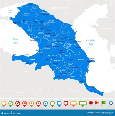 Caucasus Region Map - Vector Illustration Stock Illustration - Illustration of russia ...