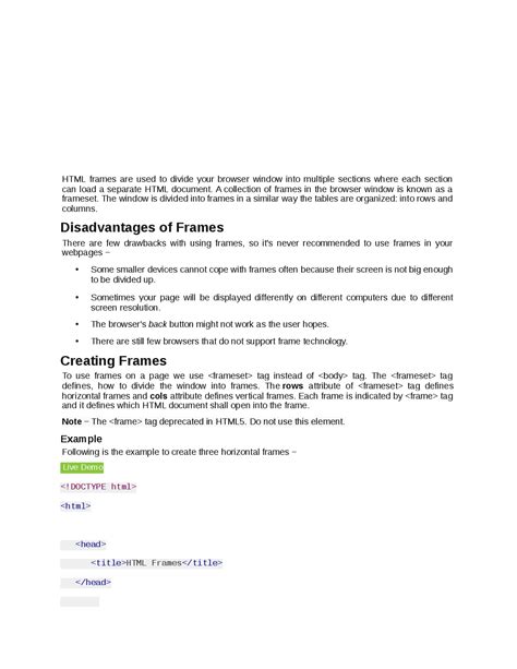 Image result for Frameset Program in HTML