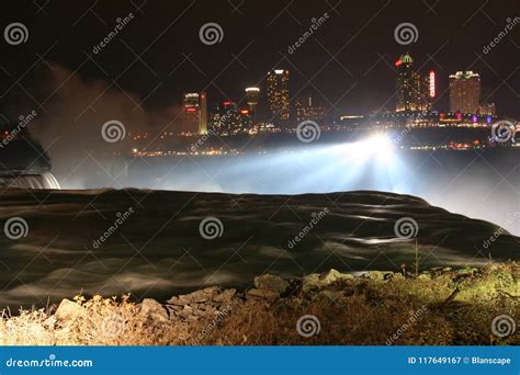 Niagara Falls at Night with Light Up Stock Image - Image of canada ...