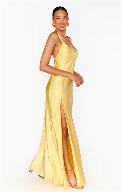 Anderson Maxi Dress ~ Yellow Luxe Satin | Yellow bridesmaid dresses ...