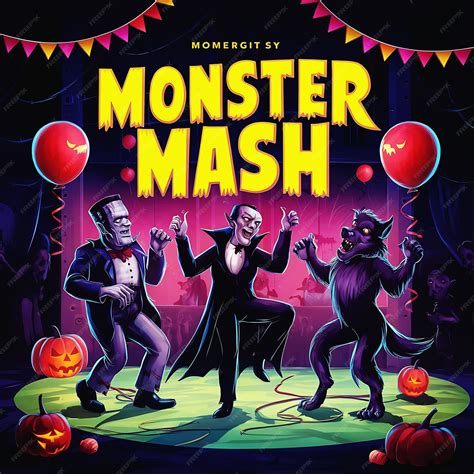 Monster Mash Bash Classic Halloween Monsters Frankenstein Dracula ...