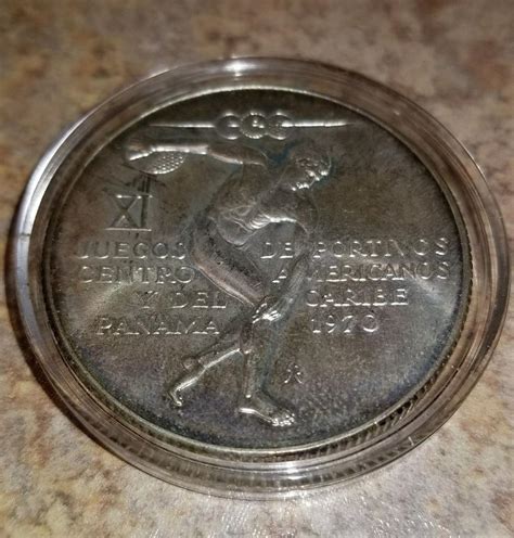1970 Republica De Panama 5 Balboas Large Silver Coin Commemorative Coin ...