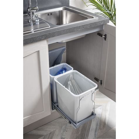 EKOTECH Einbau-Abfallsammler Patty 30 1 x 8/1 x 16 Liter Kunststoff Grau