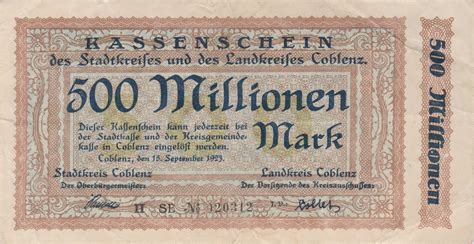 500 000 000 Mark - Districts of Koblenz - Numista