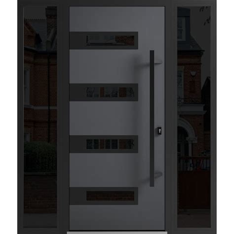 Vdom doors Front Exterior Prehung Steel Door - Ronex 0131 Grey - 2 Side ...