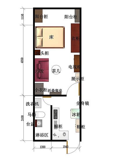 两室一厅平面户型图PSD素材免费下载_红动中国